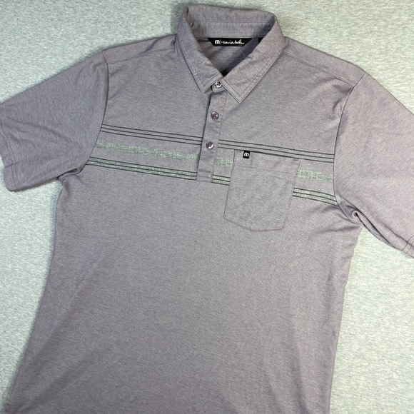 Travis Mathew Other - Travis Mathew Men M Polo Shirt Pocket Heather Purple Lavender Striped Golf 21.25
